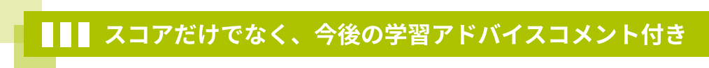 スコアだけでなく、今後の学習アドバイスのコメント付き